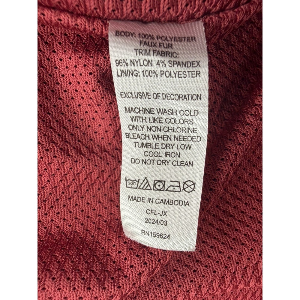 Grunt Style Sherpa Fleece Hooded Jacket Full Zip Flag Patch Red | Men's Medium - Picture 13 of 16